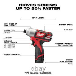 Milwaukee 2497-24B M12 12V Ensemble d'outils combiné sans fil au lithium-ion 4 outils