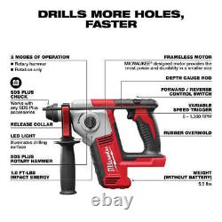 Milwaukee 2612-20 M18 18V 5/8 SDS Plus Perforateur Rotatif avec Tige de Profondeur Outil Nu