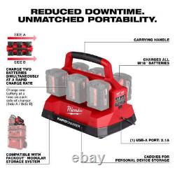 Milwaukee 48-59-1809 M18 PACKOUT 18V Chargeur Rapide Six Baies avec REDLINK