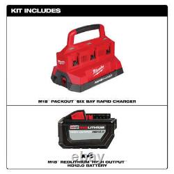 Milwaukee 48-59-1844 M18 18V Batterie HAUTE CAPACITÉ HD12.0 & Kit de chargeur PACKOUT