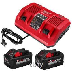 Milwaukee M18 18V Chargeur de batterie rapide double baie au lithium-ion avec (2) 8Ah HIGH