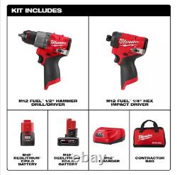 Perceuse à percussion sans fil Milwaukee M12 FUEL Brushless et combo de tournevis à percussion 3497-22