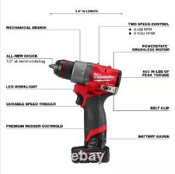 Perceuse à percussion sans fil Milwaukee M12 FUEL Brushless et combo de tournevis à percussion 3497-22