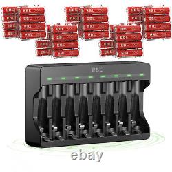 Piles rechargeables lithium-ion EBL AA AAA 1.5V / Lot de chargeurs de batteries