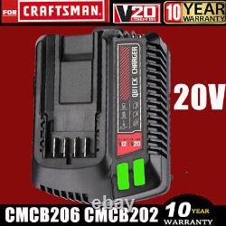 Pour Craftsman V20 20 Volt MAX Batterie Li-ion / Chargeur CMCB204 CMCB202 CMCB201