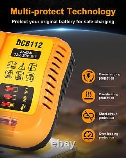 Remplacement du chargeur de batterie Aoasur DCB112 pour Dewalt compatible avec 12V 20V Max